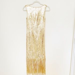 1920s Gold Flapper Glam Party Dress — New Years Eve Dress